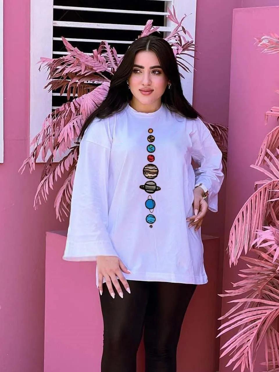 تيشرت حريمي كواكب كم مفتوح