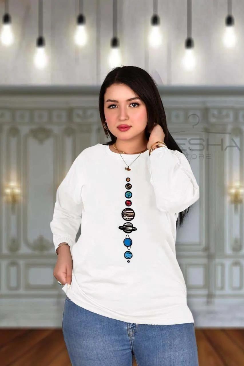 تيشرت حريمي كواكب كم بأستيك