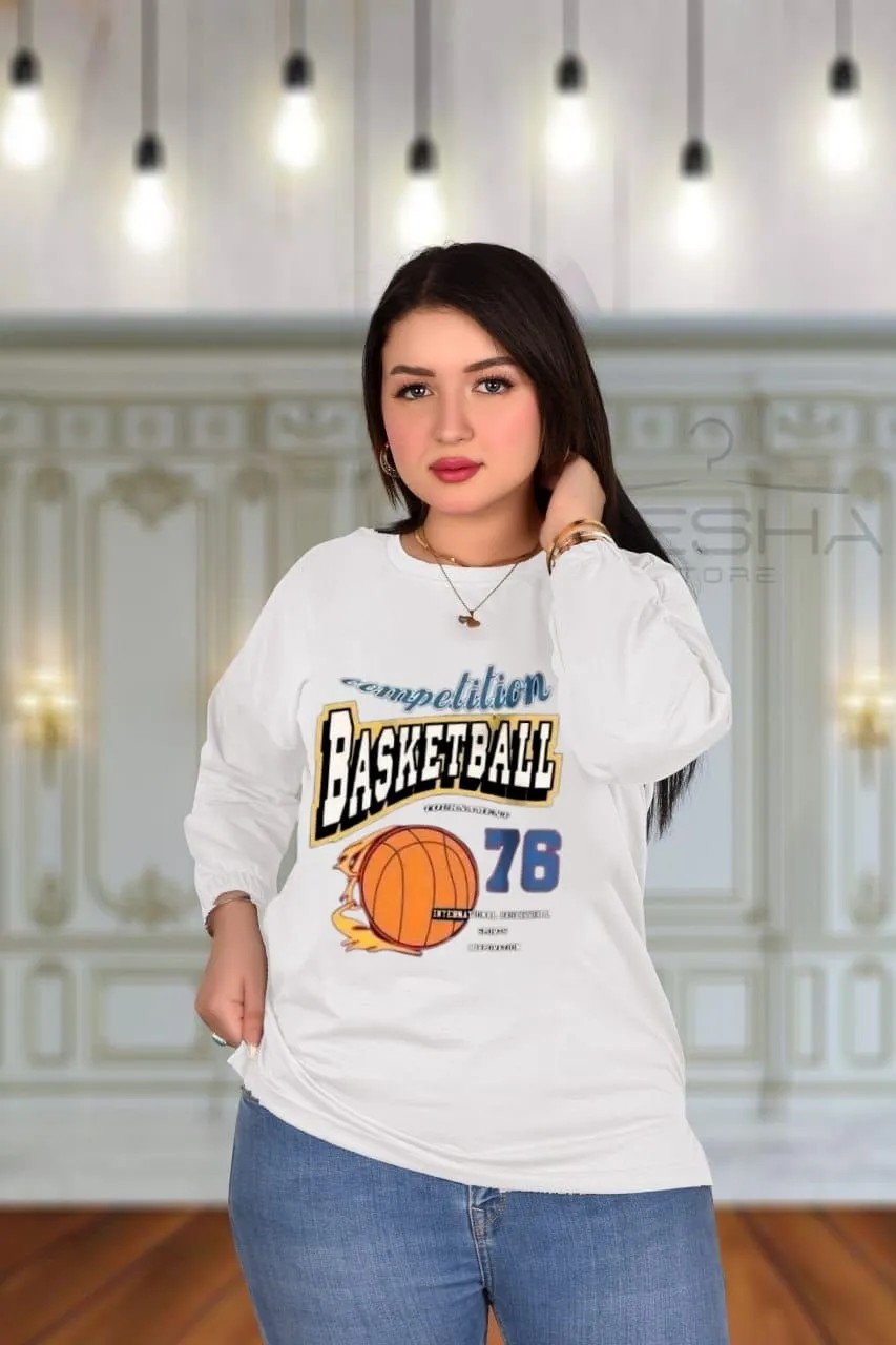تيشرت حريمي باسكت بول كم استك