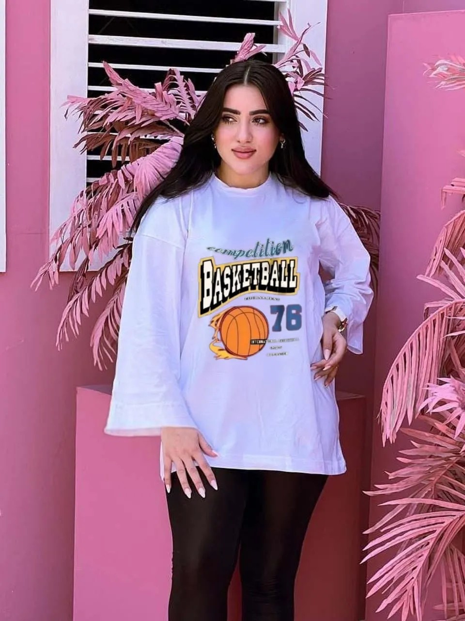 تيشرت حريمي باسكت بول كم مفتوح
