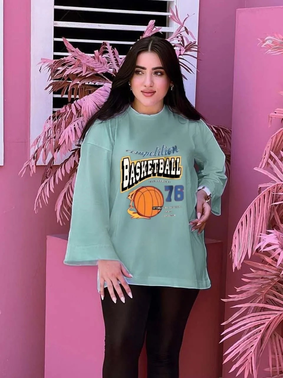 تيشرت حريمي باسكت بول كم مفتوح